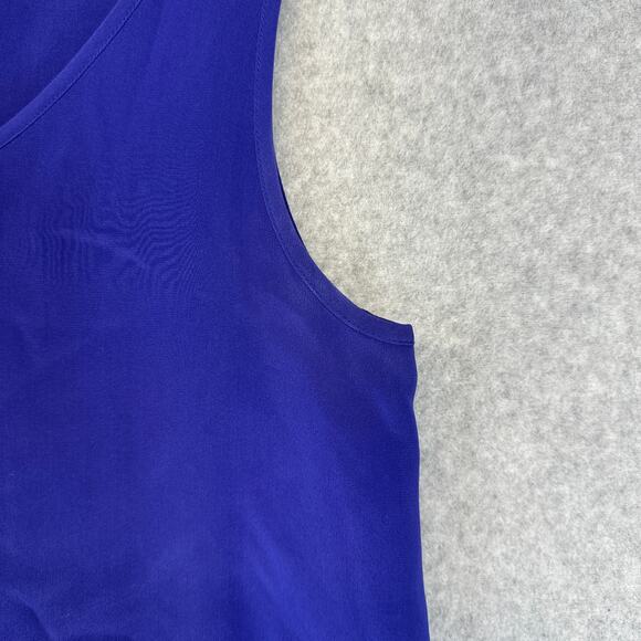 Classiques For Nordstrom Top Womens Size Medium Petite Royal Blue 100% Silk Tank - Picture 4 of 10